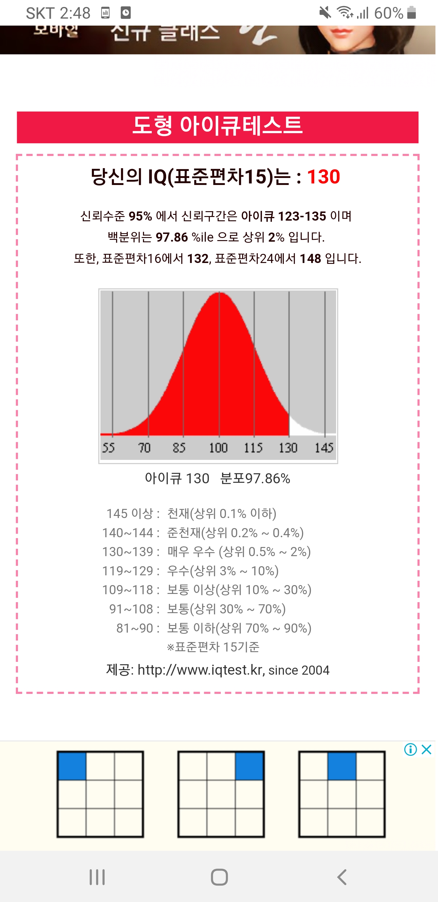 아이큐 130 : 무료아이큐테스트 커뮤니티